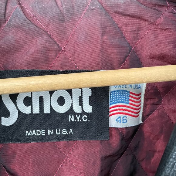 Schott NYC men leather jacket long with lining  heavy k leather vintage size 46 - Picture 3 of 10